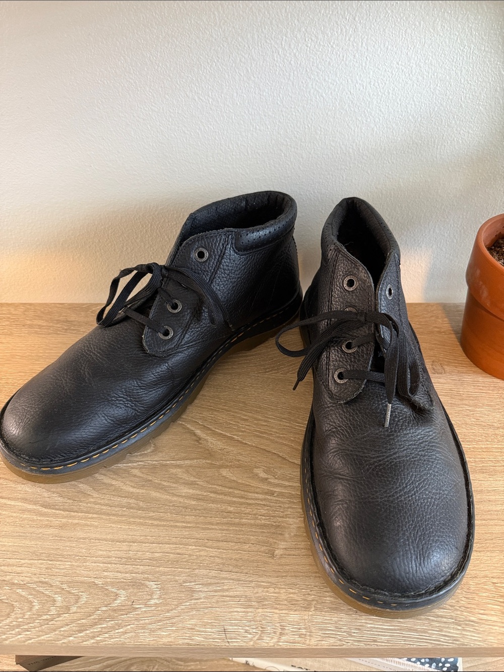 Dr. Martens Rico Lace Up Pebbled Black Leather Boots, Men's 14